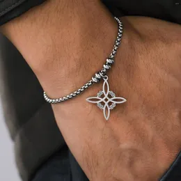 Pulseiras de link wicca aço inoxidável Celtics nó pulseira para homens mulheres cor de prata cor bruxa irlandesa jóias geométricas de bruxaria