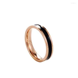 Eheringe Schwarz Weiß Keramik Ring Für Frauen 18KGP Rose Gold Farbe Edelstahl Modeschmuck (GR015)