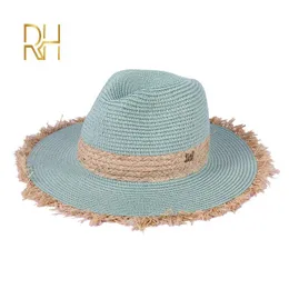 Geizig Krempe Hüte Sommer Cowboy Cap Lässige Sonne Für Frauen Mode Buchstabe M Jazz Stroh Männer Strand Panama Hut Großhandel RH 230508