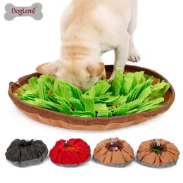 Leashes Doglemi Pet dog snuffle training mat dog nosework blanket nuture felt for pet dog slow feeder feeding mat interactive dog toy