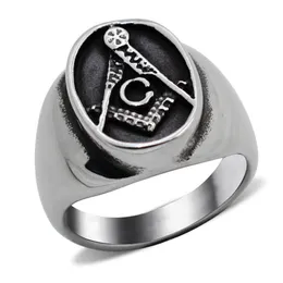 Stainless Steel Silver Freemasonry Masonic symbol Ring Gifts items jewel compass and square fraternal association Free Masons regalia Ring products for men