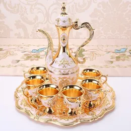 Bicchieri da vino per la casa europea Matrimonio di lusso Set di ornamenti per fiaschetta in metallo Regalo di Natale 230508