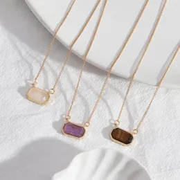 Łańcuchy moda Wysokiej jakości kwarcowy kwarcowy wisiorek Naszyjnik Dainty Crystal Amethyst Tygrys Oko dla kobiet