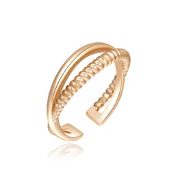 Fashion Spiral Gold Color Ring Cross Finger Rings for Women Girl Engagement Wedding Lady Jewelry Gift