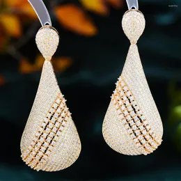 Studörhängen Siscathy Luxury Fashion Hanging For Women Full Cubic Zirconia Drop Earring Female Wedding Party Jewelry Accessory