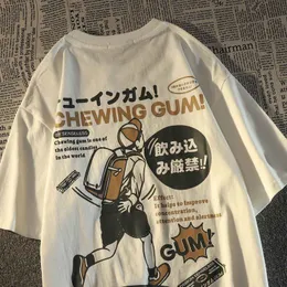 Women's T Shirt Kaus Lengan Pendek Cetak Label Mode Kartun Vintage Jepang untuk Pria dan Wanita Atasan Pasangan Kasual Longgar Musim Panas 230510