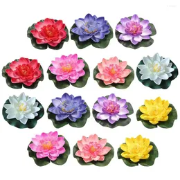 Decorative Flowers 14 Pcs Artificiales Para Lily Pads Ponds Floating Fleur Lis Simulation Plants Foam Lotuses Pool Decoration