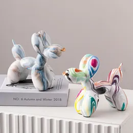 Decorative Objects Figurines Art Graffiti Colorful Balloons Dog Sculpture Resin Statue Nordic Living Room Desk Ornament kids Gift Home Decoration 230509