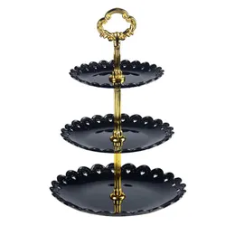 Hooks Rails 3-Tier Stand Cake Rack Three-Layer Fruit Plate dessert Lagring eftermiddagste ogräs Party