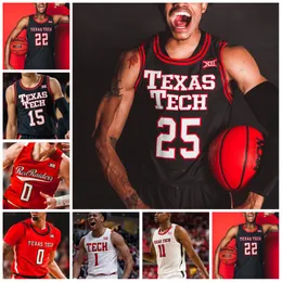 커스텀 NCAA Texas Tech Basketball Jersey Bryson Williams Kevin McCullar Terrence Shannon Jr Kevin Obanor Davion Adonis Arms Marcus Jersey Stitched