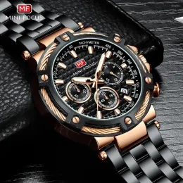腕時計ミニフォーカスブラックステンレススチールクォーツウォッチメンズファッション明るいドレス腕時計