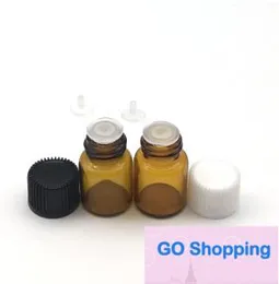 Garrafa de vidro de óleo essencial com redutor de orifício Siamese Plug Plug Garrafs de amostra de 2 ml de frascos âmbar 100pcs 2cc