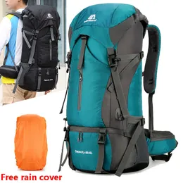 Pacotes de mochila 50L 70L Nylon Camping Backpack Travel Bag com capa de chuva para caminhadas ao ar livre Macaco de montanhismo Homens Mulheres Bolsas de ombro Mulheres Pesca P230510