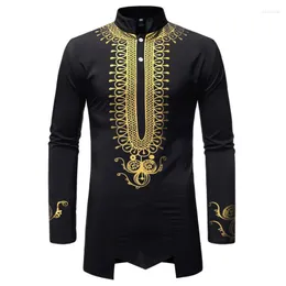 Ethnische Kleidung Afrikanisches Dashiki-Druck-Knopfhemd Männer Hipster Streetwear Freizeitkleidung Schlanke Langarmhemden Chemise Homme