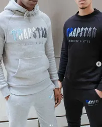 Abbigliamento firmato Felpe da uomo Tute Felpe con cappuccio High Street Niche Rap Trendy Brand Trapstar Asciugamano bianco blu Felpa con cappuccio ricamata Pantaloni sportivi casual