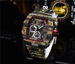 Men's luxury watch top digital version skeleton dial full fiber pattern case calendar type Japanese sapphire high-quality watch rubber designer sports watch