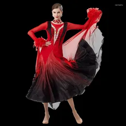 Stage Wear B-22276 Women Modern Dance Rhinestone Color Diversity Dress Ballroom National Standard Waltz Competition Performance