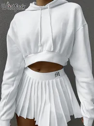 Spódnice waatfaak białe plisowane krótka kobieta elastyczna talia mini seksowne swobodne letnie haft y2k tenis preppy 90s 230510