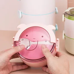 Geschirr-Sets Nützliche Lunchbox 3 Farben Bento Praktisches korrosionsbeständiges Gehäuse mit Löffel Leicht zu reinigen