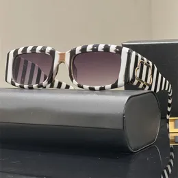 Fashion Luxury Designer Sunglasses for Woman Zebra-stripe Rectangle Frame Mens Eyeglasses Gold Letter Side Goggle Sun Glasses Women Eyeywear