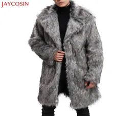 JAYCOSIN 1PC MEN MENS Fashion Coat M2XL Vinter varm tjock kappa överutjackan Faux Fur Parka tjockare outwear grå Cardigan Z11229440342