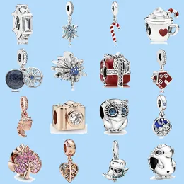 925 srebrne uroki na pandora biżuterię koraliki kroczą jesień zima Bożego Narodzenia Rose Rose Rose Camera Owl Bead