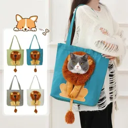Cat Carriers Cute Canvas Bag Lion-Shaped Pet Carrier Portable Outdoor Travel Comfortable Dog Carrying Shoulder For Small Animal
