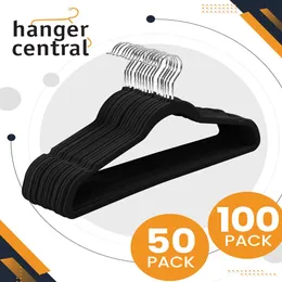 Velvet Heavy Weight Clothing Hanger, 50 Pack, Black