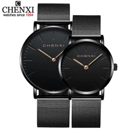 Wristwatches CHENXI Brand Fashion Lovers Wristwatche Dress Watche QuartzWatch Men Casual Mesh Strap Ultra Thin Clock Watches 230509