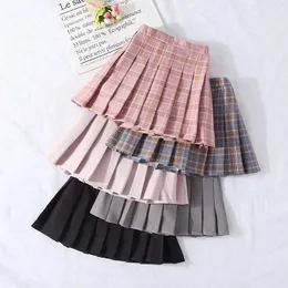 Saias garotas Saias de outono vintage plissado 3 4 6 8 10 12 14 anos Spring Kids Skirt Skirts Escola Adolescentes meninas