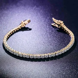 Venta al por mayor Ice Out 3mm VVS DEF Moissanite Diamond Tennis Bracelet 925 Sterling Silver 10K 14K 18K Gold Chain Hip Hop Jewelry