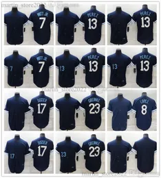 Stitched Navy 2023 City Baseball 7 Koszulki Bobby Witt Jr. 13 Salvador Perez 17 Hunter Dozier 23 Zack Greinke 8 Nicky Lopez Mężczyźni Kobiety Młodzież Rozmiar S-6XL