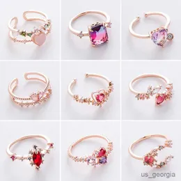 Anneaux de bande nouveaux anneaux délicats en Zircon cristal fleurs élégantes anneaux de coeur pour les femmes anneaux d'ouverture réglables bijoux de fête