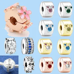 925 sterling silver charms for pandora jewelry beads Dangle women Positional Clip Cartoon Mouse Cherry Blossoms Bead