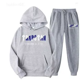En's t-shirt 2022 marca Trapstar stampato abbigliamento sportivo uomo 15 colori caldi due pezzi set felpa con cappuccio sciolto pantaloni da jogging