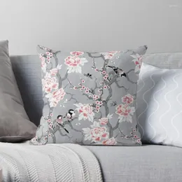Pillow Case Chinoiserie Birds In Grey Throw Polyester Home Decora Pillowcases Kussensloop Almohada