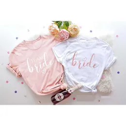 T-shirt feminina Noiva e Team Bride T-shirt feminina Bachelorette Party Tee Bridal Shower Shower Moda Feminista Presente de casamento Tops