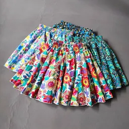 Skirts Spring Summer Big Kids Girls Cotton Print Flower Pleated Skirts Baby Girls Elastic High Waist Mini Skirt Clothes For Girls 3-16 230510