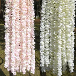 Dekorative Blumen, 2/1 Stück, 100 cm, weiße Glyzinien-Girlande für Hochzeitsdekoration, künstliche Seidenrebe, Heimdekoration, Weihnachtskranz