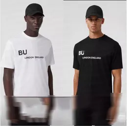 Designer Burbury T-shirt Modemärken Browne High Street Hip Hop Bomull Sommar Nya Europa och Amerika Män Damälskare High End Smal T-shirt med rund hals