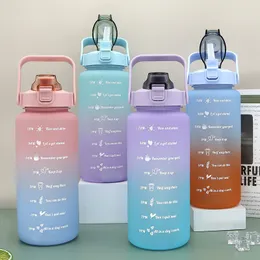 Bottiglie d'acqua Borraccia da 2 litri per ragazze Botella De Agua Motivacional Gourde Sport Palestra con segnatempo Portatile Grande Chaleira Cannuccia 230510