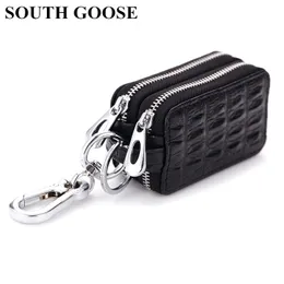 Bag Organizer SOUTH GOOSE Genuine Leather Unisex Car Key Holders Pattern Men Double Zipper Keys Women Cute Housekeeper 230509