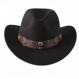 Style amerykańskie i brytyjskie nowe wełniane czapki zachodnie kowboje Roll Hats Hats Ethnic Jazz Hats for Men and Women