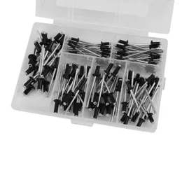 収納バッグ120pcs/set m2.4 m3.0 m3.2 m4ブラックアルミニウムブラインドリベット家具用のネイルデコレーションキットhw078