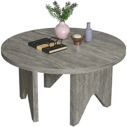 Round Coffee Tables, Wood Coffee Tables, Kitchen Dining Table, Office Modern Tea Table for Living Room Recepetion Room,Grey