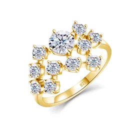 Solitaire Ring Szjinao Certified Total är 1,5ct Full Ring Woman med många stenar Silver Infinity Trend smycken för engagemang i 230509