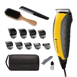 Remington Virtually Indestructible Male Hair Cutting Kit, Yellow, 15 Piece Set with Clipper Combs, Beard Brush, Oil Bottle, Blade Guard, HC5