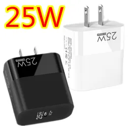 سريع الشحن السريع 25W PD شواحن USB-C النوع C محول محول محول الجدار محولات شاحن الشاحن لجهاز iPhone 12 13 14 Pro Max Samsung HTC LG Android هاتف مع مربع