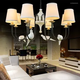 Chandeliers Led 샹들리에 거실 계단 조명 검은 철 복고풍 수지 국가 스타일 프랑스 고급 침실 새 천장 펜던트 램프 선물