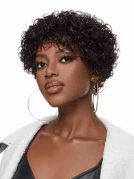 Hair Wigs Curly Bob with Bangs Pixie Cut Short Human Machine Made Real for Women Afro 230510